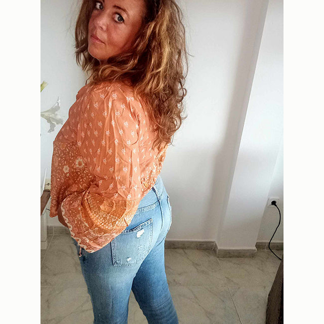 Boho Chic Blus med Knäppning