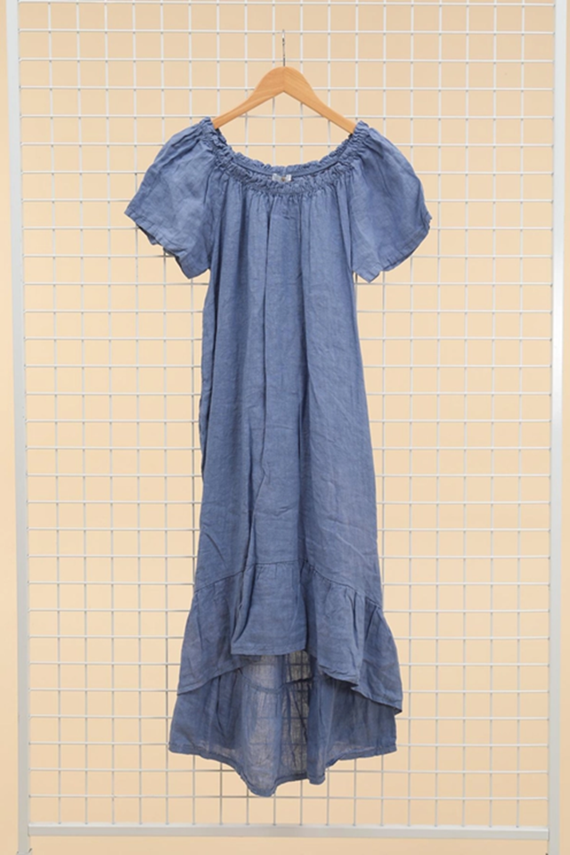 Off-Shoulder Klänning i Linne