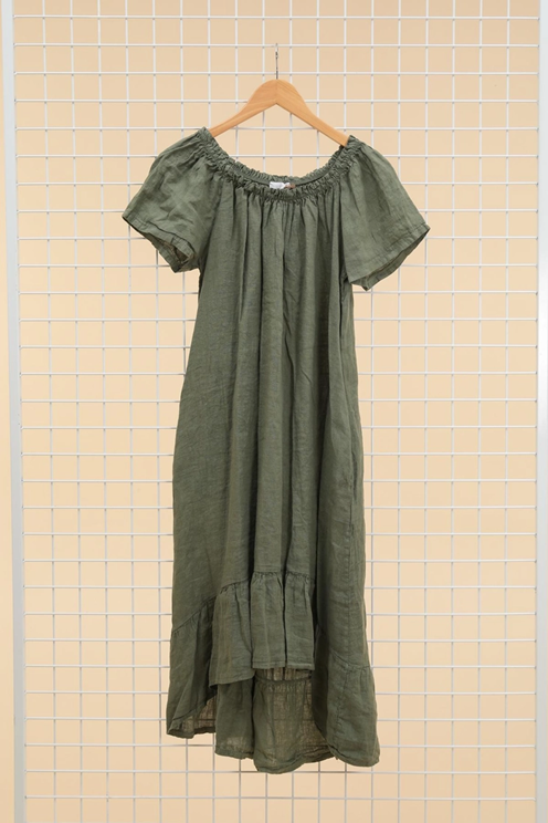 Off-Shoulder Klänning i Linne