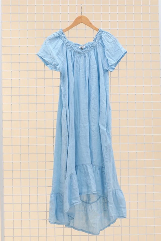 Off-Shoulder Klänning i Linne
