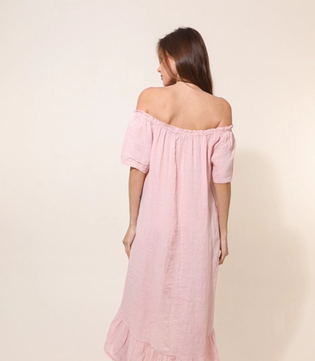 Off-Shoulder Klänning i Linne