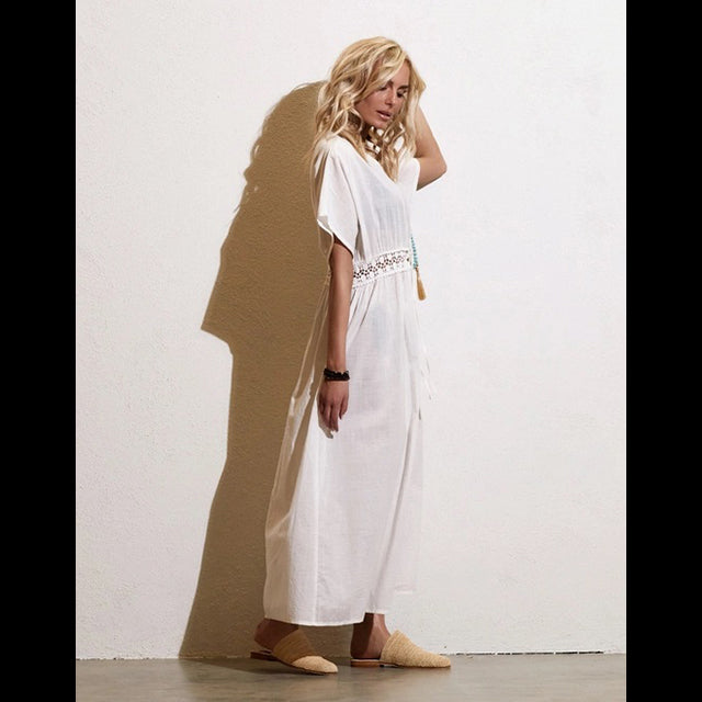 Beachwear vit kimono klänning