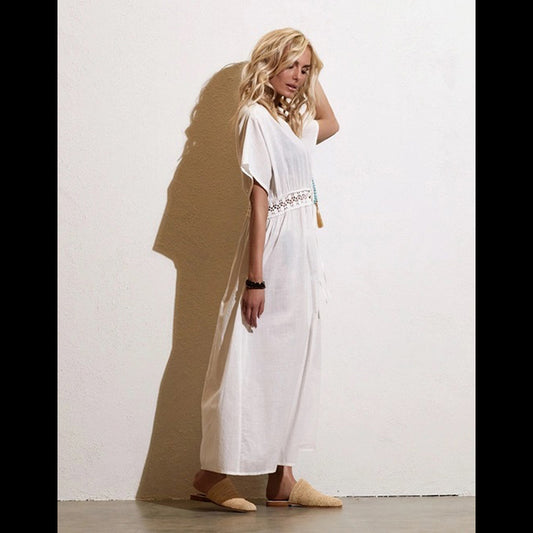 Beachwear vit kimono klänning